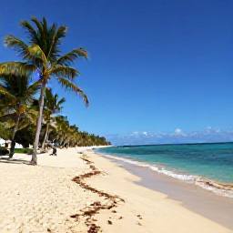 Caribbean Holidays, Puerto Rico Beaches, Sunny Puerto Rico beach with turquoise Caribbean water, soft sand, palm trees and a relaxed February holiday atmosphere