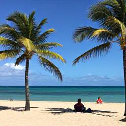 Caribbean Holidays, Puerto Rico Beaches, Sunny tropical beach in Puerto Rico in August, turquoise Caribbean water, palm trees and relaxed holiday atmosphere