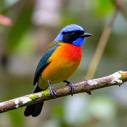 Caribbean Holidays, Puerto Rico Birdwatching, A colourful Puerto Rican tody perched on a branch in El Yunque National Forest, with a softly blurred rainforest background