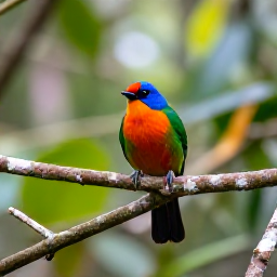 Caribbean Holidays, Puerto Rico Birdwatching, A colourful Puerto Rican tody perched on a branch in lush El Yunque rainforest, with soft morning light and tropical foliage