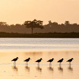Caribbean Holidays, Puerto Rico Birdwatching, Birdwatchers viewing wading birds across a peaceful Puerto Rican wetland at sunrise