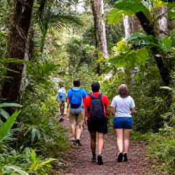 Caribbean Holidays, Puerto Rico Birdwatching, Birdwatchers walking along a shaded trail in El Yunque National Forest, Puerto Rico