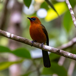 Caribbean Holidays, Puerto Rico Birdwatching, Puerto Rican tody perched on a branch in El Yunque rainforest, with soft morning light and dense green leaves