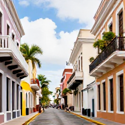 Caribbean Holidays, Puerto Rico Breaks, January city break scene in San Juan, Puerto Rico, showing historic streets, tropical greenery and visitors enjoying warm weather