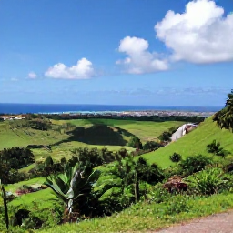 Caribbean Holidays, Puerto Rico Breaks, Scenic view from a Puerto Rico viewpoint showing green hills, tropical coastline and a small road beyond San Juan