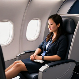 Caribbean Holidays, Puerto Rico Business Class, Business class passenger relaxing in a comfortable aircraft seat before a flight to Puerto Rico