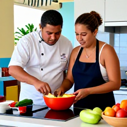 Caribbean Holidays, Puerto Rico Cooking, A colourful Puerto Rican cooking class in April, with a friendly chef preparing traditional ingredients in a bright kitchen