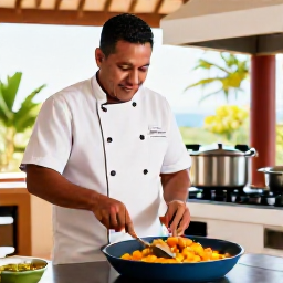 Caribbean Holidays, Puerto Rico Cooking, A friendly Puerto Rican chef teaching visitors to prepare mofongo in a bright traditional kitchen