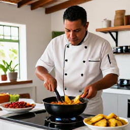 Caribbean Holidays, Puerto Rico Cooking, A friendly Puerto Rican chef teaching visitors to prepare sofrito and plantains in a bright traditional kitchen