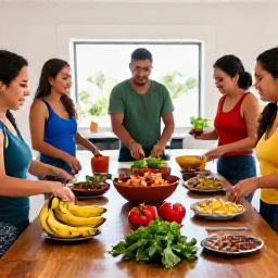 Caribbean Holidays, Puerto Rico Cooking, A lively Puerto Rican cooking class in a bright open kitchen, with fresh plantains, peppers, herbs and spices on a wooden table