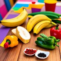 Caribbean Holidays, Puerto Rico Cooking, Colourful Puerto Rican cooking class with fresh plantains, peppers, herbs and spices on a wooden table