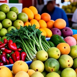Caribbean Holidays, Puerto Rico Cooking, Colourful Puerto Rican market in March with fresh tropical fruit, herbs, peppers and local produce