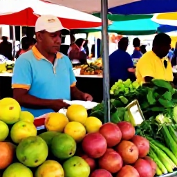 Caribbean Holidays, Puerto Rico Cooking, Colourful Puerto Rican market in September with fresh tropical fruit, vegetables, herbs and friendly local traders
