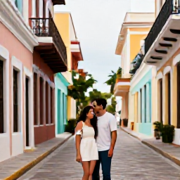 Caribbean Holidays, Puerto Rico Couples, Colourful colonial streets and historic buildings in Old San Juan, Puerto Rico