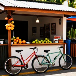 Caribbean Holidays, Puerto Rico Cycling, Puerto Rican roadside caf&eacute; with bicycles parked outside, tropical fruit and friendly local atmosphere