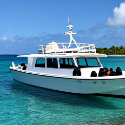 Caribbean Holidays, Puerto Rico Diving, A friendly Puerto Rican dive boat moored in a sunny bay with divers preparing their equipment