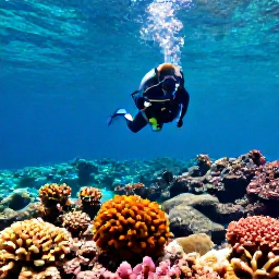 Caribbean Holidays, Puerto Rico Diving, Colourful coral reef and clear turquoise water with a scuba diver exploring Puerto Rico in November