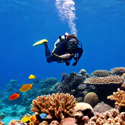 Caribbean Holidays, Puerto Rico Diving, Diver swimming above coral gardens and tropical fish near La Parguera, Puerto Rico