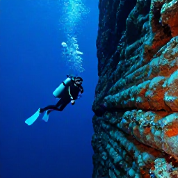 Caribbean Holidays, Puerto Rico Diving, Scuba divers descending beside a dramatic underwater wall at La Parguera, Puerto Rico
