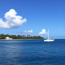 Caribbean Holidays, Puerto Rico Diving, Small dive boat travelling across calm blue Caribbean water towards Puerto Rico's tropical coastline