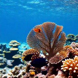 Caribbean Holidays, Puerto Rico Diving, Underwater view of a Puerto Rico coral reef with angelfish, parrotfish and sea fans in clear blue water