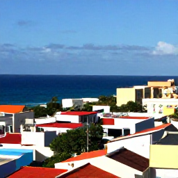 Caribbean Holidays, Puerto Rico February, Scenic view from San Juan overlooking the Caribbean Sea and colourful city rooftops on a bright February day