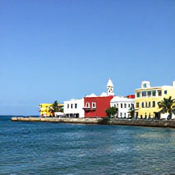 Caribbean Holidays, Puerto Rico February, Sunny San Juan waterfront with colourful colonial buildings, palm trees and blue Caribbean sea