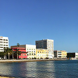 Caribbean Holidays, Puerto Rico February, Sunny San Juan waterfront with colourful colonial buildings, palm trees and clear blue Caribbean skies in February