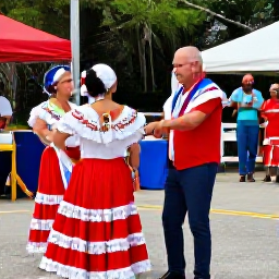 Caribbean Holidays, Puerto Rico February, Traditional Puerto Rican music and dance performance at an outdoor February cultural celebration with local families