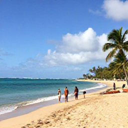 Caribbean Holidays, Puerto Rico February, Travellers enjoying a golden sandy beach with turquoise water and palm trees in Puerto Rico