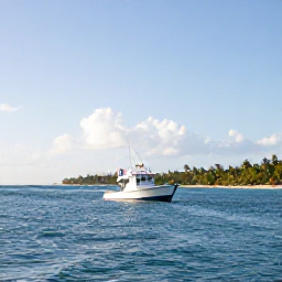 Caribbean Holidays, Puerto Rico Fishing, A bright February morning on a Puerto Rico fishing boat, calm blue Caribbean water, tropical coastline in the distance