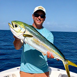 Caribbean Holidays, Puerto Rico Fishing, A friendly local fishing guide showing an angler how to hold a freshly caught mahi-mahi on a Puerto Rico boat