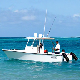 Caribbean Holidays, Puerto Rico Fishing, A Puerto Rican fishing charter with anglers preparing rods on a bright boat near the coast