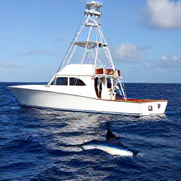 Caribbean Holidays, Puerto Rico Fishing, Anglers fighting a large blue marlin from a modern sport-fishing boat in deep blue Atlantic water