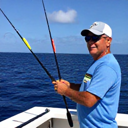 Caribbean Holidays, Puerto Rico Fishing, Friendly Puerto Rican fishing guides preparing rods and colourful lures on a charter boat before an offshore trip