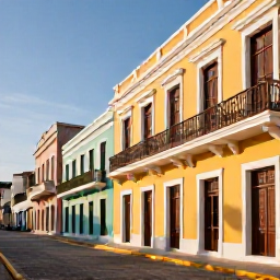 Caribbean Holidays, Puerto Rico Fly Drive, Colourful colonial buildings and cobbled streets in Old San Juan, Puerto Rico, in bright afternoon sunshine