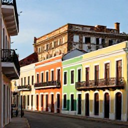 Caribbean Holidays, Puerto Rico Fly Drive, Colourful colonial streets and historic fortifications in Old San Juan, Puerto Rico, photographed in warm October sunlight