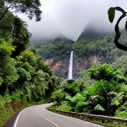 Caribbean Holidays, Puerto Rico Fly Drive, El Yunque National Forest in Puerto Rico with lush rainforest, a waterfall, winding road and misty green mountains