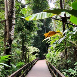 Caribbean Holidays, Puerto Rico Fly Drive, Tropical El Yunque rainforest with a waterfall, lush green foliage and a walking trail in July