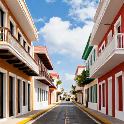 Caribbean Holidays, Puerto Rico Golf, Colourful streets of Old San Juan with colonial buildings, balconies and palm trees