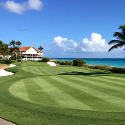 Caribbean Holidays, Puerto Rico Golf, Elegant Puerto Rico golf resort clubhouse overlooking manicured fairways and the Caribbean Sea