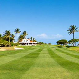 Caribbean Holidays, Puerto Rico Golf, Tropical Puerto Rico beach and golf resort scene with palm trees, bright sunshine and comfortable holiday facilities