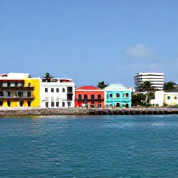 Caribbean Holidays, Puerto Rico Holidays, A bright coastal view of San Juan, Puerto Rico, with colourful colonial buildings, palm trees and calm turquoise water in June