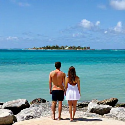 Caribbean Holidays, Puerto Rico Holidays, Couple enjoying a scenic Caribbean multi-country holiday, looking over turquoise sea from a Puerto Rican viewpoint