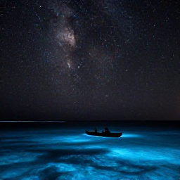 Caribbean Holidays, Puerto Rico Instagram, Bioluminescent bay at night in Puerto Rico, with glowing blue-green water beneath a starry sky and a kayak silhouette