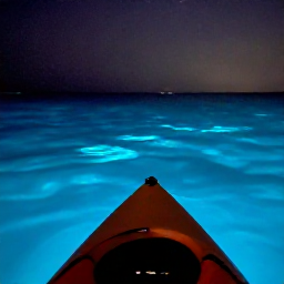 Caribbean Holidays, Puerto Rico Instagram, Bioluminescent bay in Puerto Rico at night, viewed from a kayak with glowing blue-green water