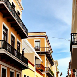 Caribbean Holidays, Puerto Rico Instagram, Colourful colonial streets and balconies in Old San Juan, Puerto Rico, photographed in warm July sunshine