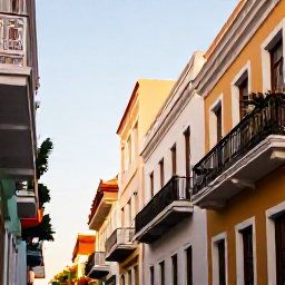 Caribbean Holidays, Puerto Rico Instagram, Colourful colonial streets and balconies in Old San Juan, Puerto Rico, photographed in warm morning light