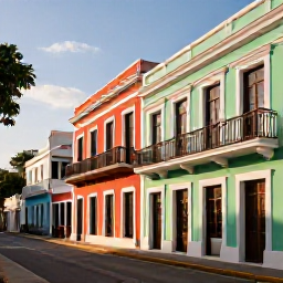 Caribbean Holidays, Puerto Rico Instagram, Colourful colonial streets and pastel buildings in Old San Juan, Puerto Rico, photographed in warm October morning light