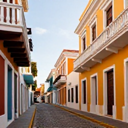 Caribbean Holidays, Puerto Rico Instagram, Colourful colonial streets in Old San Juan, Puerto Rico, with bright fa&ccedil;ades, balconies, cobbled pavement and warm April sunlight